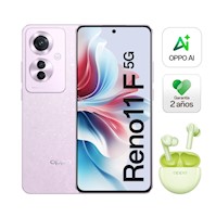 Celular OPPO Reno11 F 5G 12GB 256GB Morado + Audífonos Enco Buds2 Verde Gratis